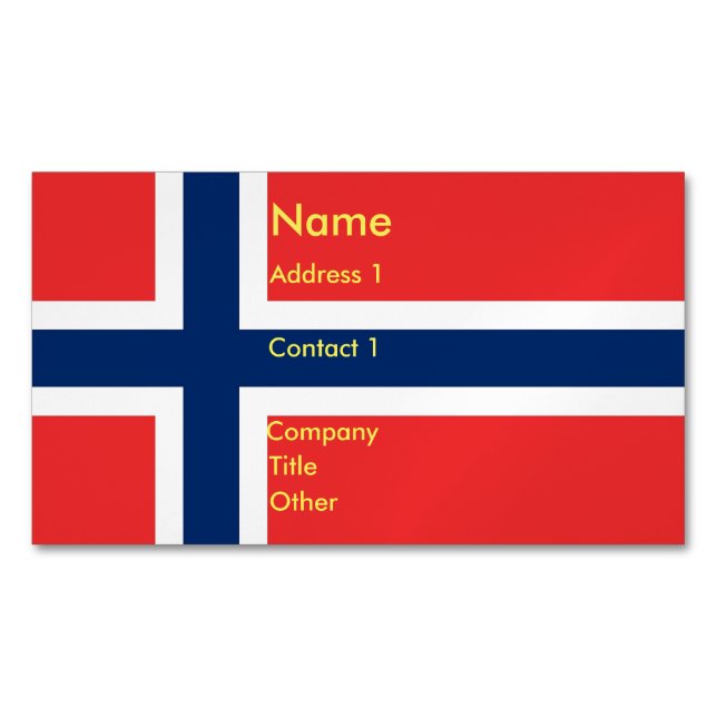 Magnet de tarjetas de visita con bandera de Norueg (Anverso)