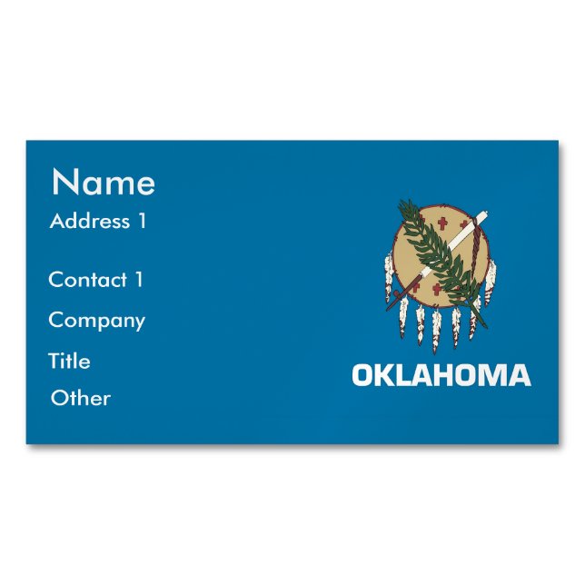 Magnet de tarjetas de visita con bandera de Oklaho (Anverso)