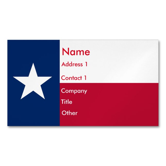 Magnet de tarjetas de visita con bandera de Texas (Anverso)