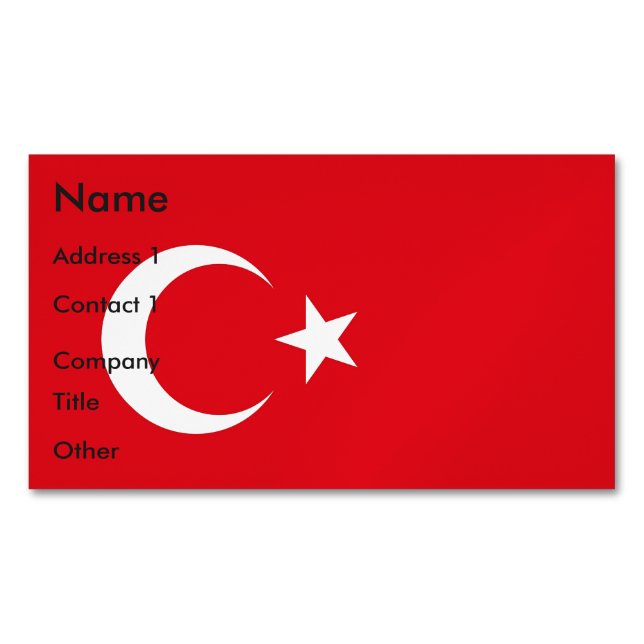 Magnet de tarjetas de visita con bandera de Turquí (Anverso)