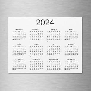 Magnet del Calendario Clásico Negro Y Blanco 2024