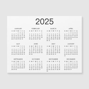Magnet del Calendario Clásico Negro Y Blanco 2025