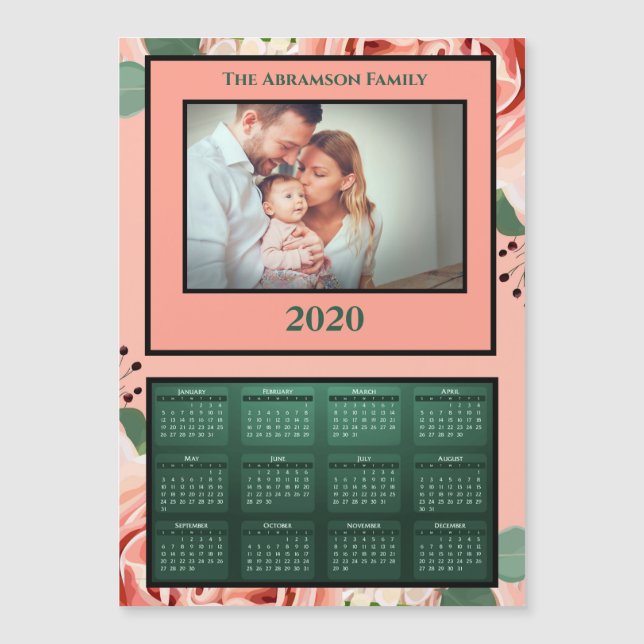 Magnet del calendario de flores de familia de 2020 (Anverso)