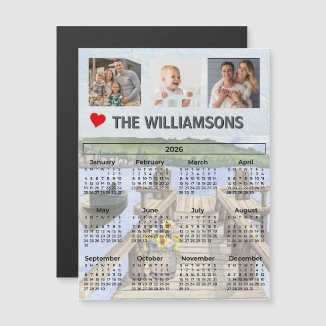 Magnet Dock Water Scene Photo Collage Calendar (Anverso/Reverso)