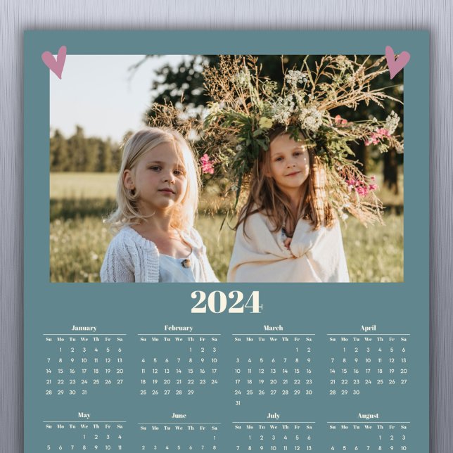 Magnet Green del calendario fotográfico familiar 2 (Choose a favorite picture to send to family & friends. Can customize with a name too with the year.)