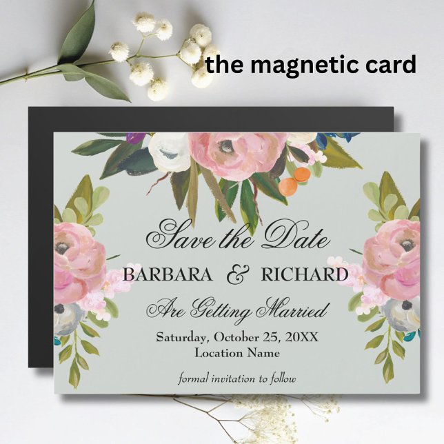 *MAGNET Handpainted Floral Wedding Save the Date  (Subido por el creador)