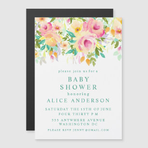 MAGNET Invitación a Baby Shower con Floral acuar