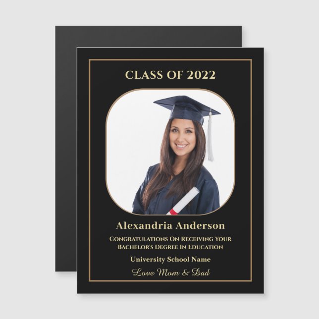 Magnet, Personalizado de fotografía de graduado (Anverso/Reverso)
