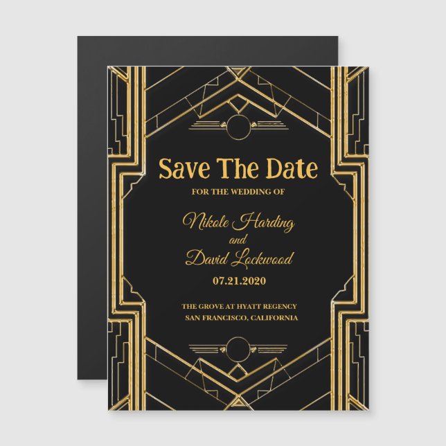 MAGNETIC Art Deco Gatsby Boda (Anverso/Reverso)