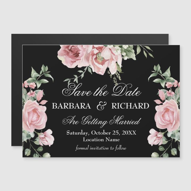 *Magnetic Elegant Floral Wedding Save the Date (Anverso/Reverso)
