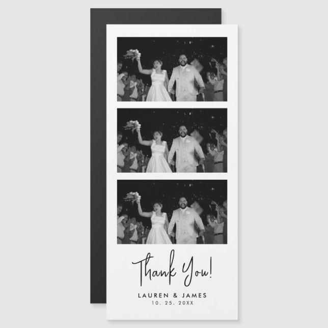 Magnetic Wedding Photo Strip Thank You Card (Anverso/Reverso)