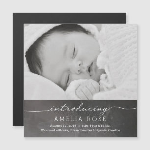 Magnética Chalkboard Invitación para bebé con foto completa