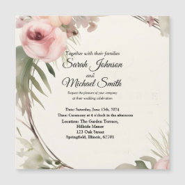 Magnética Diseño suave, romántico, floral de la invitación a