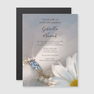 Magnética Elegancia Boda de la margarita blanca Invitación m