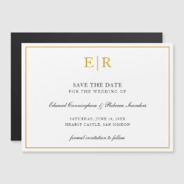 Magnética Elegante Monograma Dorado Invitación Formal de Bod