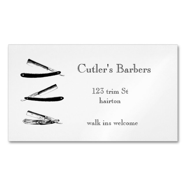 Magnética Elegante y elegante tarjeta de visita de la barber (Anverso)