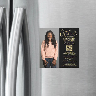 Magnética Graduación QR Magnet de Invitación de fotografía d