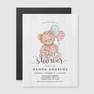 Magnética Invitación a Baby Shower del Chica de Oso de Teddy