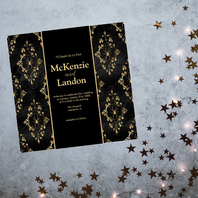 Magnética Invitación a la boda gótica de Halloween con araña (Subido por el creador)