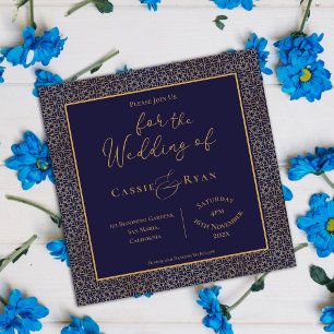 Magnética Invitación a la boda Royal Regal Blue Gold Design