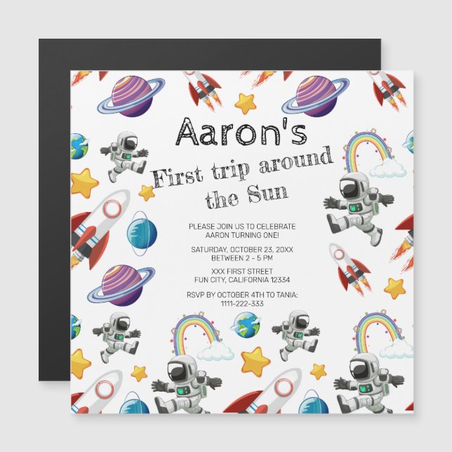 Magnética Invitación a la fiesta de cumpleaños del primer as (Anverso/Reverso)