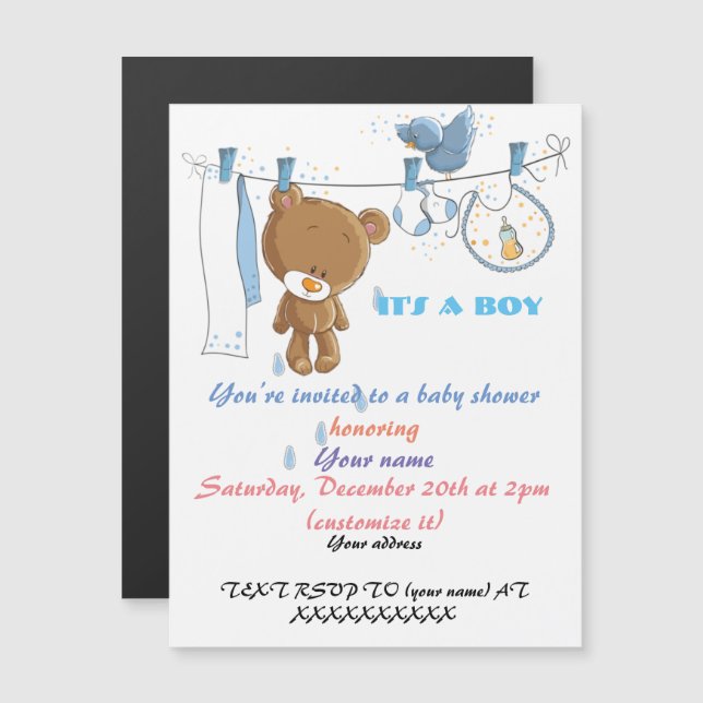 Magnética Invitación de Baby Shower para un bebé (Anverso/Reverso)