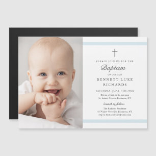 Magnética Invitación de Bautizo con Foto de Niño de Eleganci