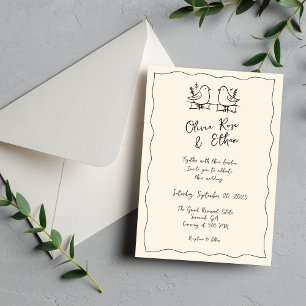 Magnética Invitación de Boda Caprichosa Dibujada a Mano / Do