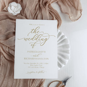 Magnética Invitación de boda con caligrafía dorada elegante