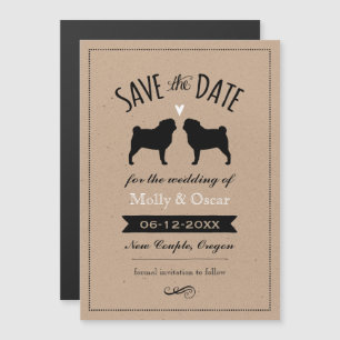 Magnética Invitación de boda de Pug para guardar la fecha