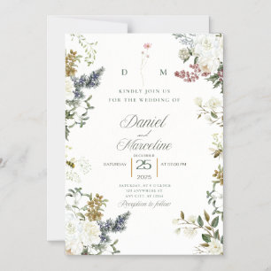 Magnética Invitación de Boda Floral Blanca - Guardar la Fech