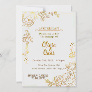 Magnética Invitación de boda floral boho neutral rústica