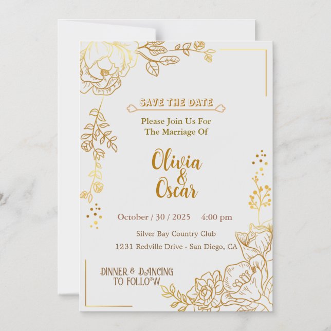 Magnética Invitación de boda floral boho neutral rústica (Anverso)