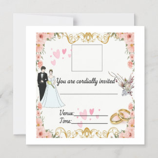 Magnética Invitación de boda floral elegante con novia a