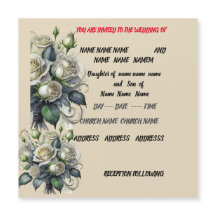 Invitación de boda rosa crema las 24 horas del día