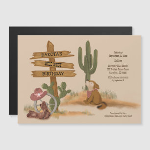 Magnética Invitación de cumpleaños de Cowgirl Wild West Rust