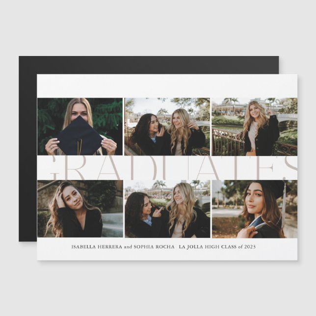 Magnética Invitación de Grados Magnéticos Multifoto Graduado (Anverso/Reverso)