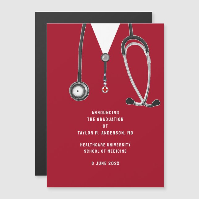 Magnética Invitación de graduación de la Facultad de Medicin (Anverso/Reverso)