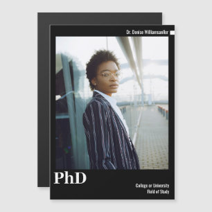 Magnética Invitación de graduación de PhD con foto blanca ne