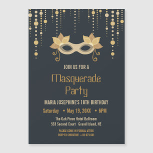 Magnética Invitación de la fiesta de cumpleaños de Mascarada