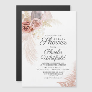 Magnética Invitación floral de hierba de Pampas para despedi