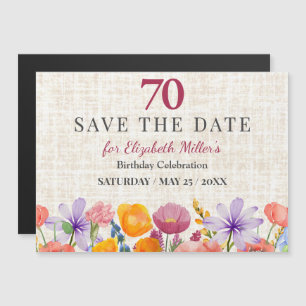 Magnética Invitación floral para celebrar los 70 años - Fies