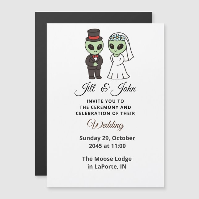 Magnética Invitación Formal a la Ceremonia de Boda Alien (Anverso/Reverso)