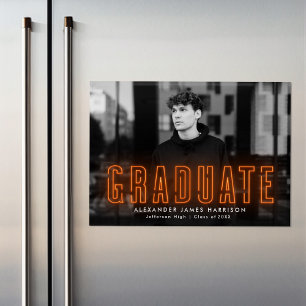 Magnética Invitación moderna de graduación de fotografía neó
