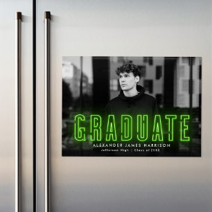 Magnética Invitación moderna de graduación fotográfica de Li