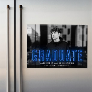 Magnética Invitación moderna de graduación fotográfica de ne