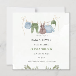 Magnética Invitación Pastel Verde Beige para Baby Shower