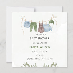 Magnética Invitación Pastel Verde Beige para Baby Shower