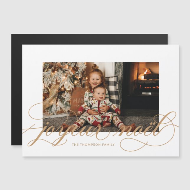 Magnética Joyeux Noel Elegante Tarjeta de Fotograf (Anverso/Reverso)