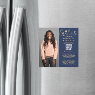 Magnética Magnet de Invitación de Oro de la Marina de Gradua